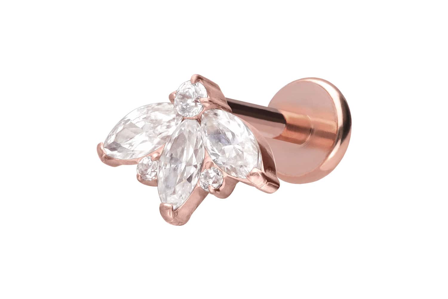 Titan Labret Piercing mit Push Fit LOTUSBLÜTE